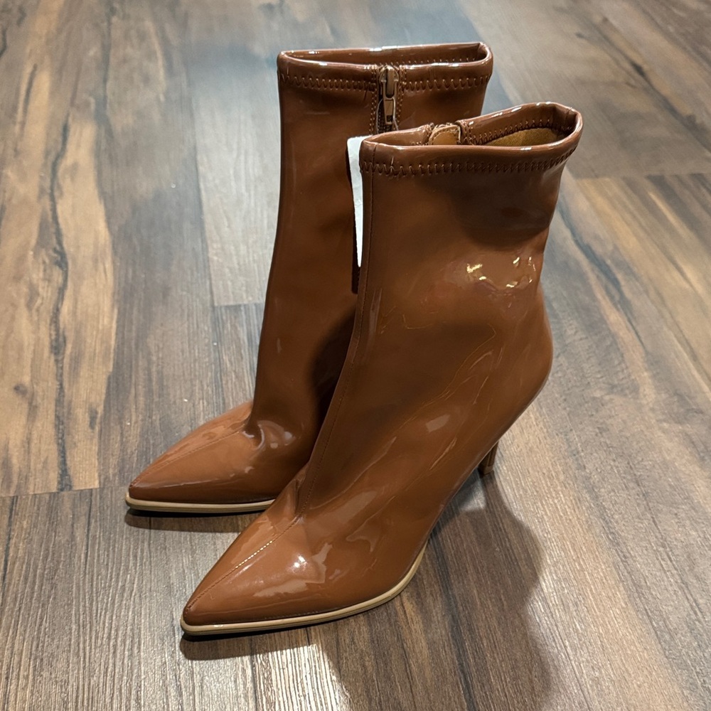Steve Madden Brown Pleather Stiletto Heeled Booties Size 8